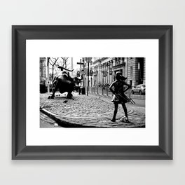 Fearless Girl and the Charging Bull Framed Art Print