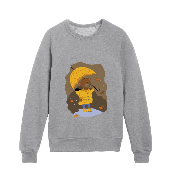 Teddy Bear in The Rain Kids Crewneck