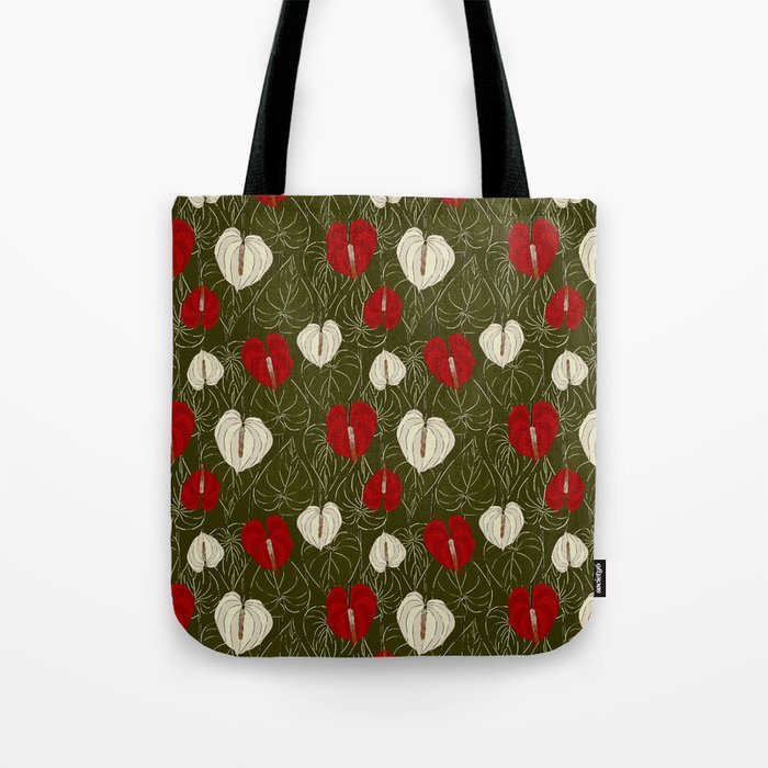 Anthuriums in Green Tote Bag