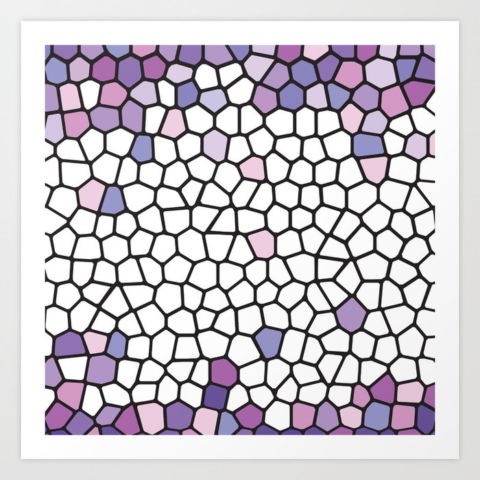 Purple Pixel Blossoms. Art Print