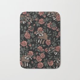 Dusty Rose Raccoons Bath Mat | Raccon, Floral, Femme, Raccoon, Racoon, Cute, Painting, Roses, Rosey, Rose 