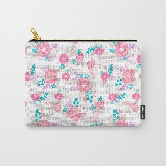 Florals bright modern color palette nursery home decor flower bouquet pattern Carry-All Pouch