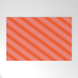 [ Thumbnail: Salmon & Red Colored Pattern of Stripes Welcome Mat ]