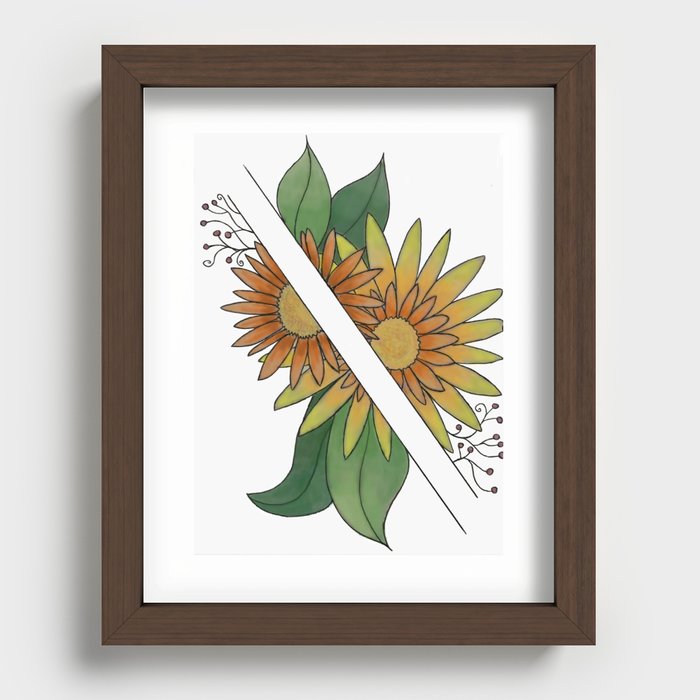 Separated Sunflowers Recessed Framed Print