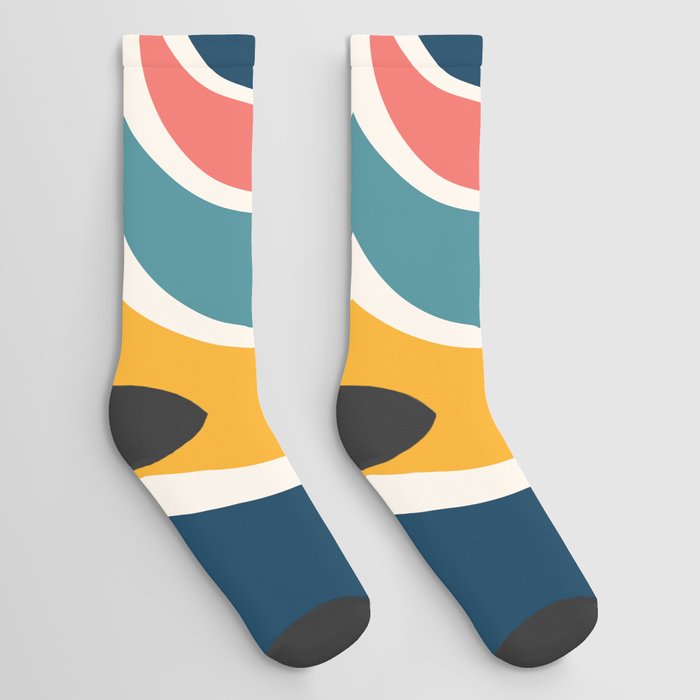 Floral Abstract Shapes 14 in Summer Shades Socks