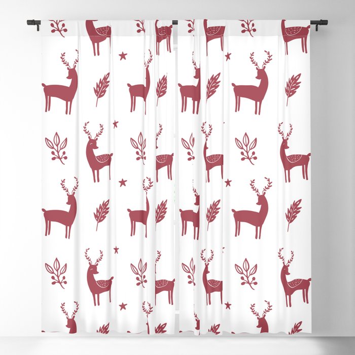 Christmas Red Reindeers Blackout Curtain