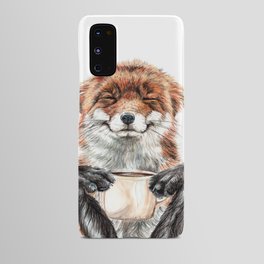 " Morning fox " Red fox with her morning coffee Android Case