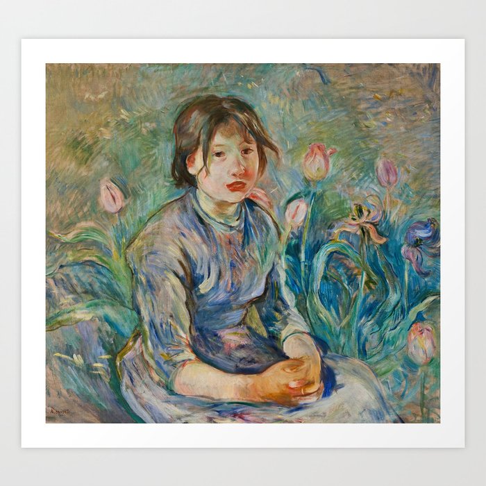 Berthe Morisot Peasant Girl Among Tulips Art Print By Favoritepaintingsart Society6