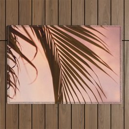 Blush Sunset Palm Leaf #1 #tropical #wall #decor #art #society6 Outdoor Rug