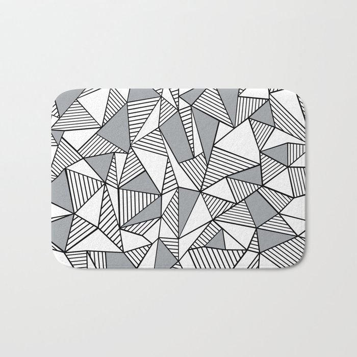 Abstract Lines With Grey Blocks Bath Mat