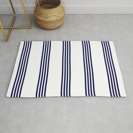 Blue- White- Stripe - Stripes - Marine - Maritime - Navy - Sea - Beach - Summer - Sailor Area & Throw Rug