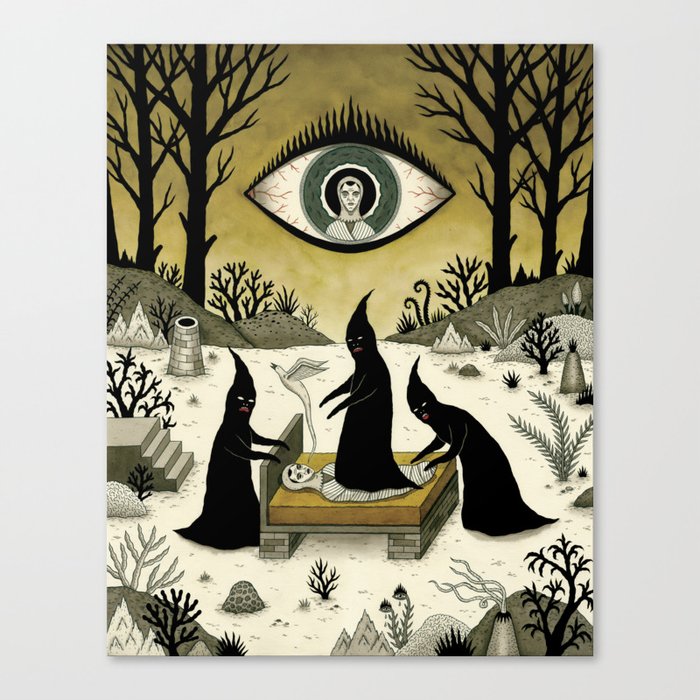 Three Shadow People Terrify a Victim During an Episode of Sleep Paralysis Canvas Print