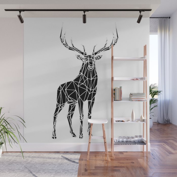 Black White Geometric Deer Wall Mural By Maryedenoa - Deer Wall Murals Black White Geometric Deer Wall Mural By Maryedenoa - Deer Wall Murals