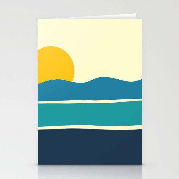 Demar Sea - Minimalistic Sunset Colorful Retro Design Art Pattern Stationery Cards