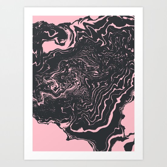Kagami - spilled ink minimal modern abstract watercolor marble pattern marbling marble phone case Art Print