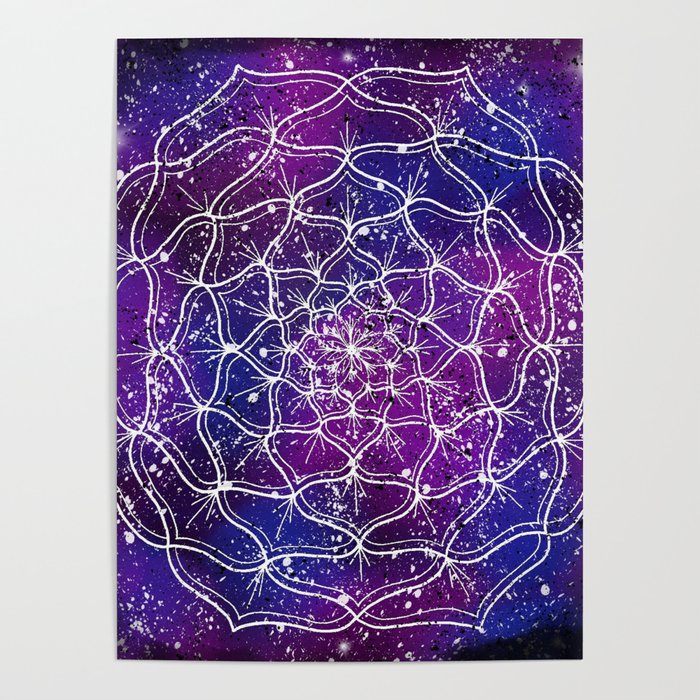 Galaxy and Stars Mandala Poster