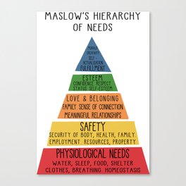 Maslow's Hierarchy of Needs Therapy Therapist Office Mental Health Psychologist Psychotherapy Counselling School Counselor Educational Psychology Tool Canvas Print
