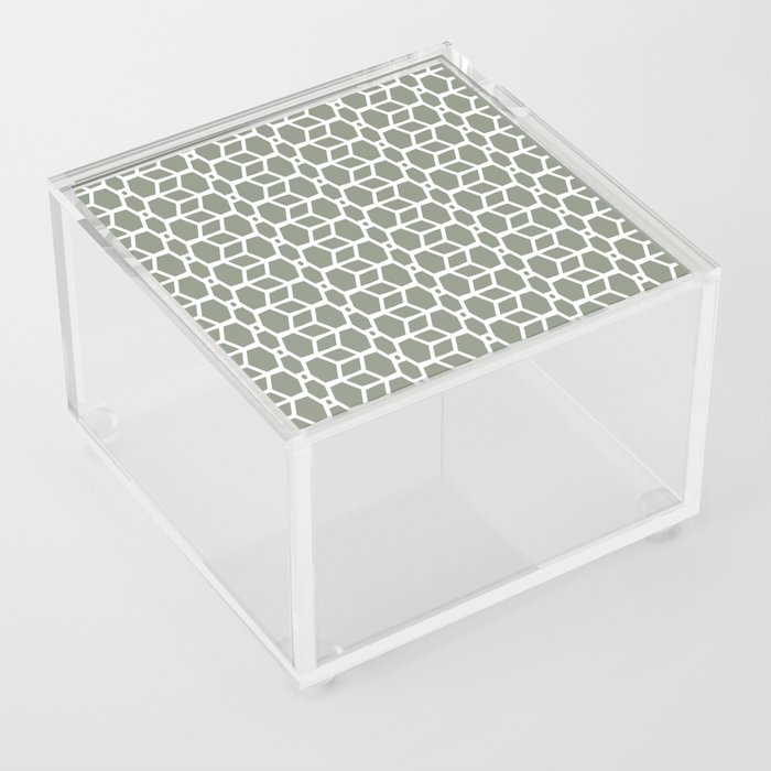 Green and White Tessellation Line Pattern 4 Pairs BH and G 2022 Color of the Year Laurel Leaf Acrylic Box