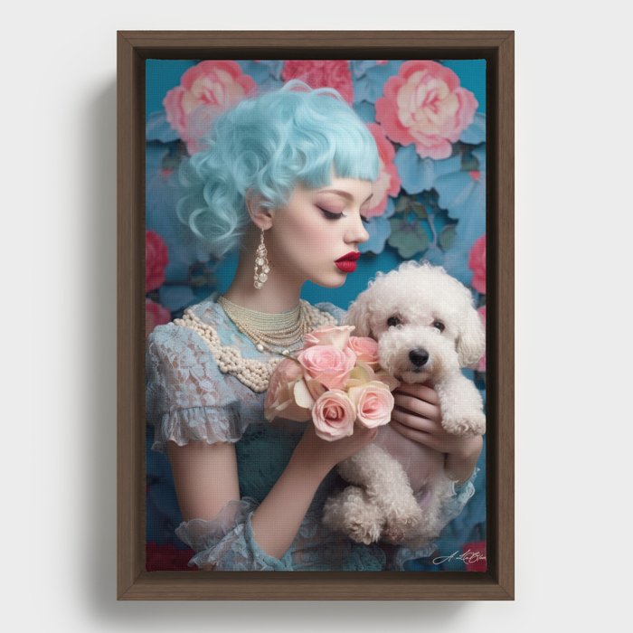 Le Blanche 72 Beauty and dog Framed Canvas