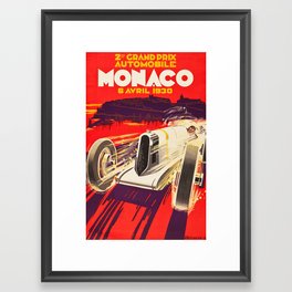 Vintage Racing Poster - Monaco Grand Prix 1930 Framed Art Print