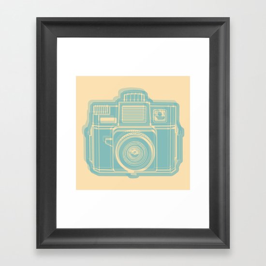 I Still Shoot Film Holga Logo - Reversed Turquoise/Tan Framed Art Print