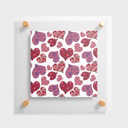Seamless pattern with hearts with floral ornament Floating Acrylic Print
