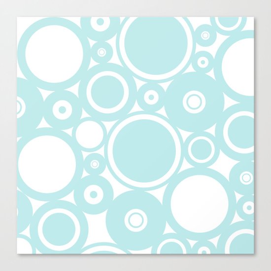 Blue dots and circles - abstract patterns - aqua Canvas Print