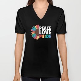 Rainbow Gay Flag Pride Lgbtq Sunflower V Neck T Shirt
