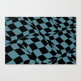 Black and Teal Checkerboard Pattern Pairs DV 2022 Popular Colour Wish Upon a Star 0668 Canvas Print