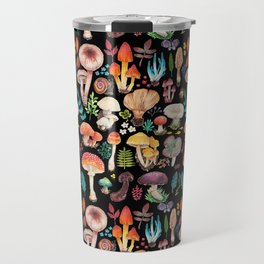 Mushroom heart Travel Mug | Painting, Cute, Green, Colorful, Red, Posion, Floral, Heart, Creature, Bright 