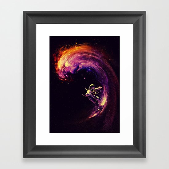 Space Surfing Framed Art Print