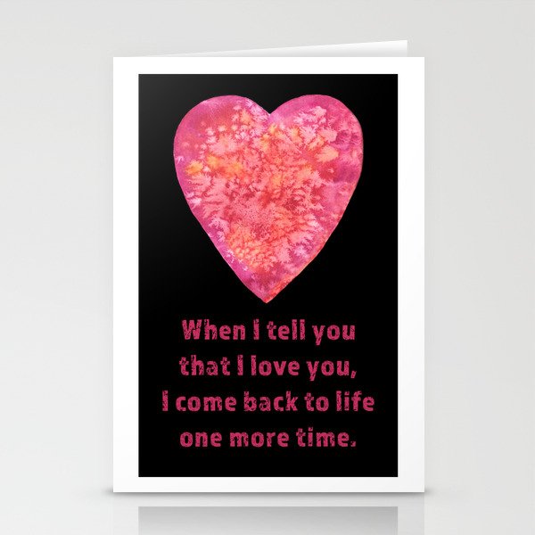 Valentine's Day Love quote - black version Stationery Cards