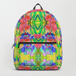 Fluorescent Watercolor Iris Art - Sun Yellow & Peach Backpack