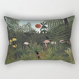 Virgin Forest with Sunset Rectangular Pillow