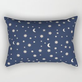 Moon Stars Pattern - Dark Blue Rectangular Pillow