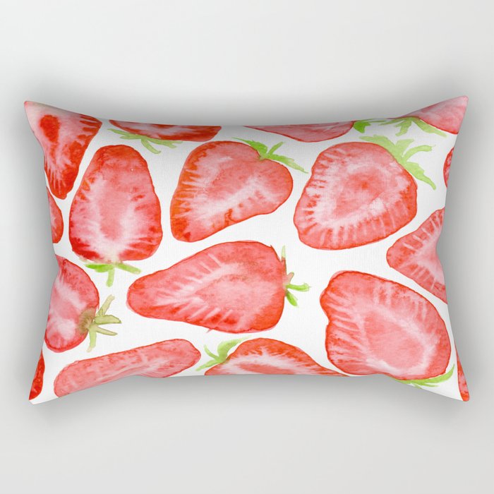 Watercolor strawberry slices pattern Rectangular Pillow
