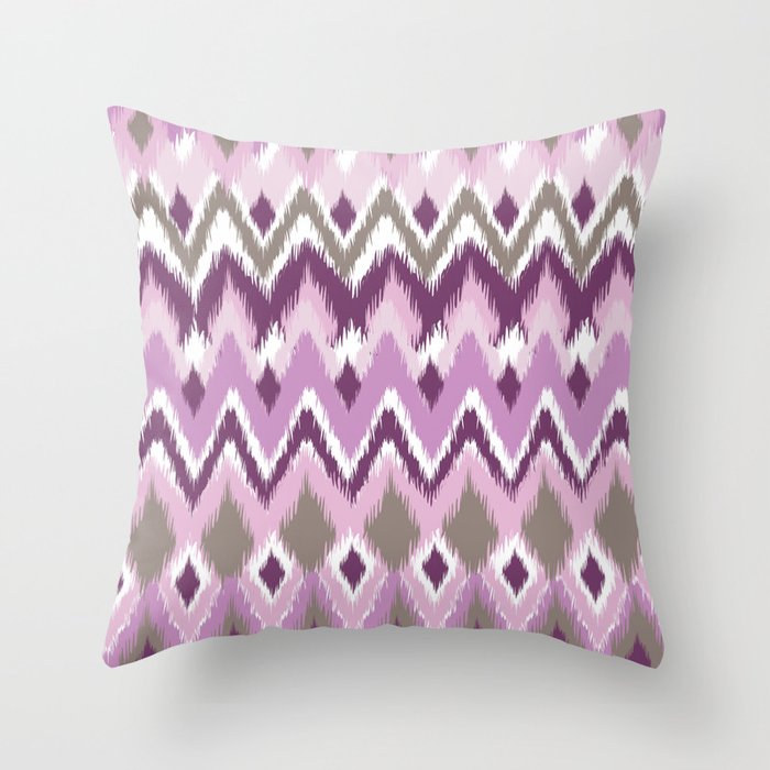 Aztec Tribal Purple Ikat Inspired Pattern Design Throw Pillow By