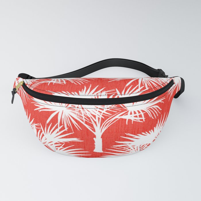 70’s Palm Springs Trees White on Red Fanny Pack