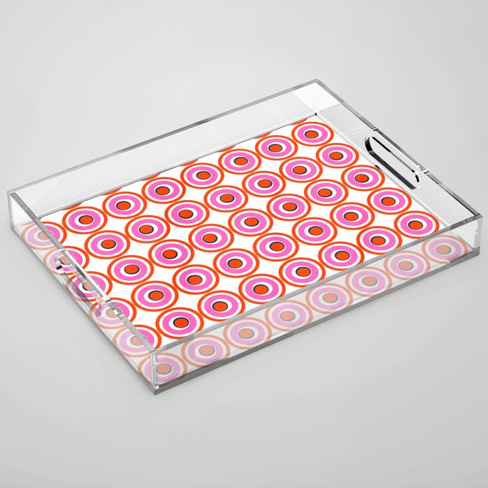 Modern Geometric Abstract Circles Pink and Red Acrylic Tray
