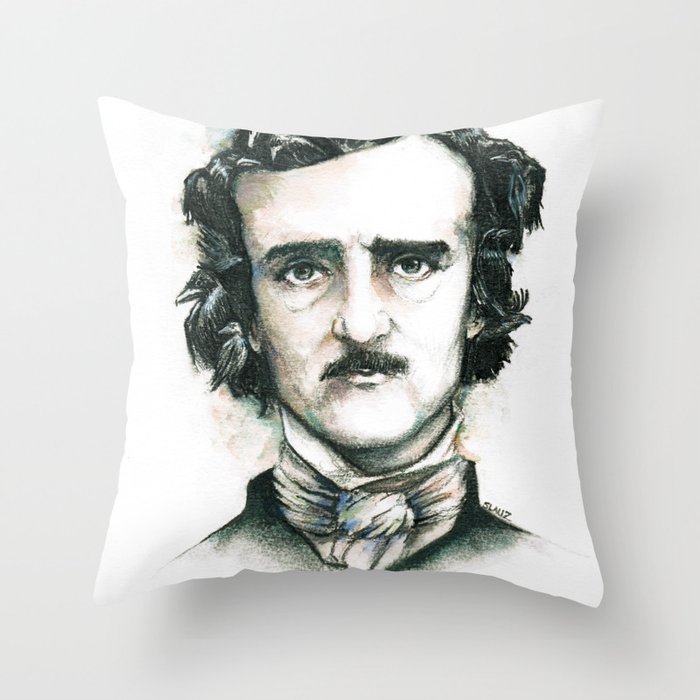Edgar Allan Poe and Ravens Throw Pillow