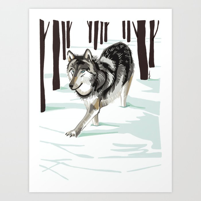 Wolf in the snow Art Print