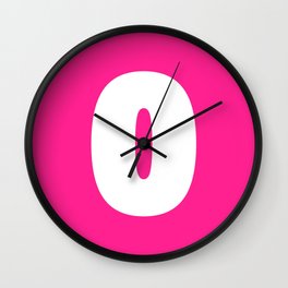 0 (White & Dark Pink Number) Wall Clock