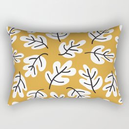 Autumn leaves vintage seamless pattern. Oak leaf seaonal background white, black and gold Rectangular Pillow