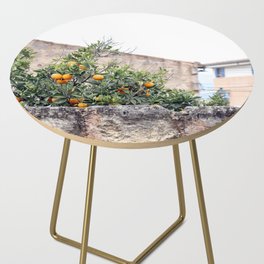 Orange Tree Behind the Stonewall Mallorca Spain Side Table