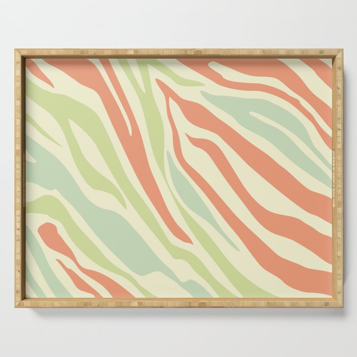 Mid Century Modern Zebra Print Pattern - Retro colors  Serving Tray