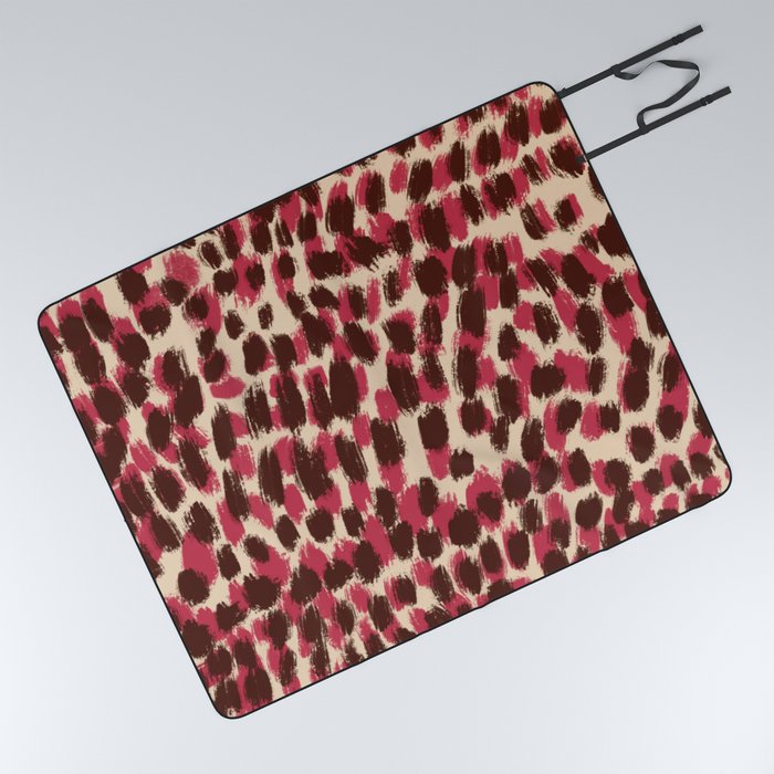 Brushstrokes leopard spots pattern var 2 Picnic Blanket