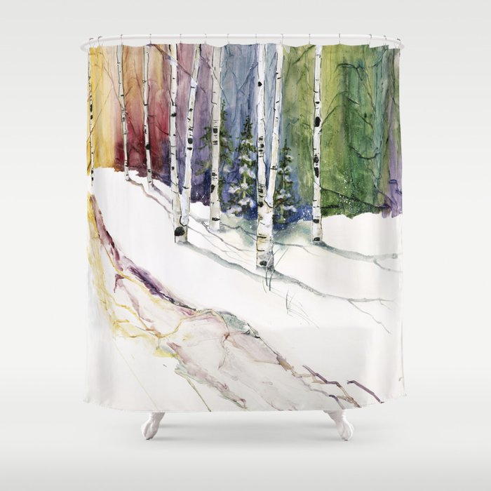 4 Season Watercolor Collection - Winter Shower Curtain