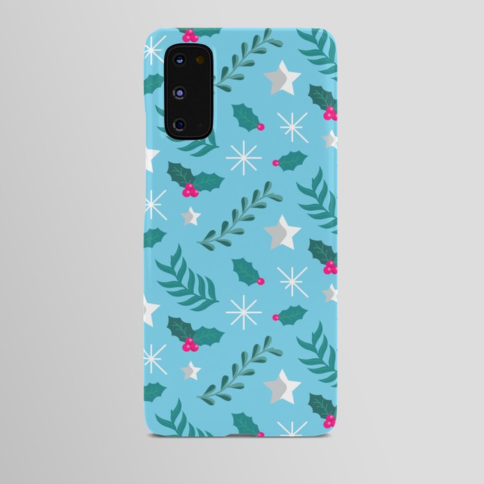 Christmas Pattern Turquoise Floral Pine Mistletoe Android Case