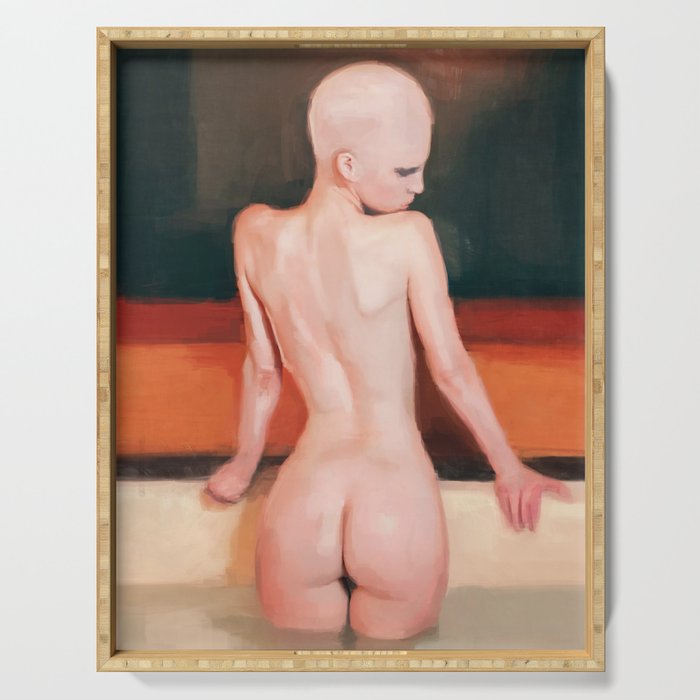 Nude Alien Woman In Baroque Bathtub Serving Tray
