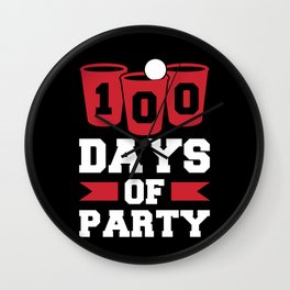 College Student 100 Days Of Party College Wall Clock